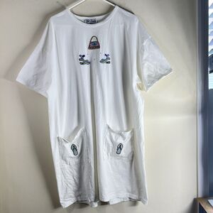 Get Lucky Womens Swim Cover Up One Size White Short Sleeve Pockets Cotton